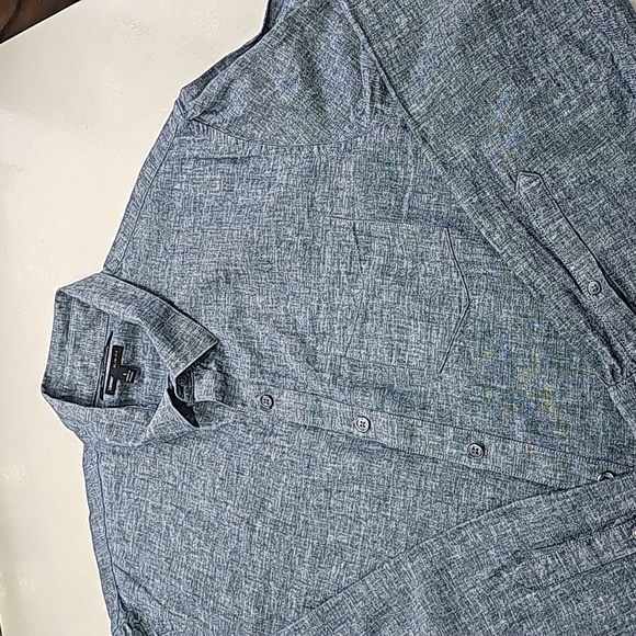 Marc Anthony Blue Slim Fit Linen Blend Button Down Shirt Sz L - Picture 1 of 8